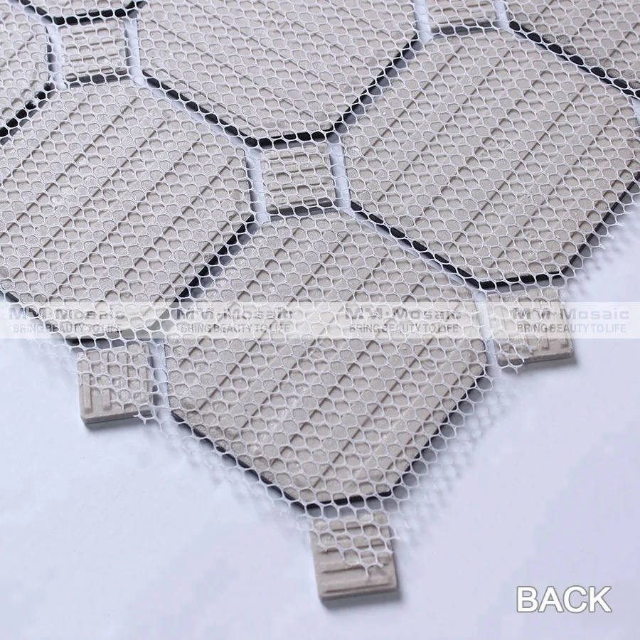 In stock 4' white mix black dot ceramic octagon mosaic floor tile for bathroom office design