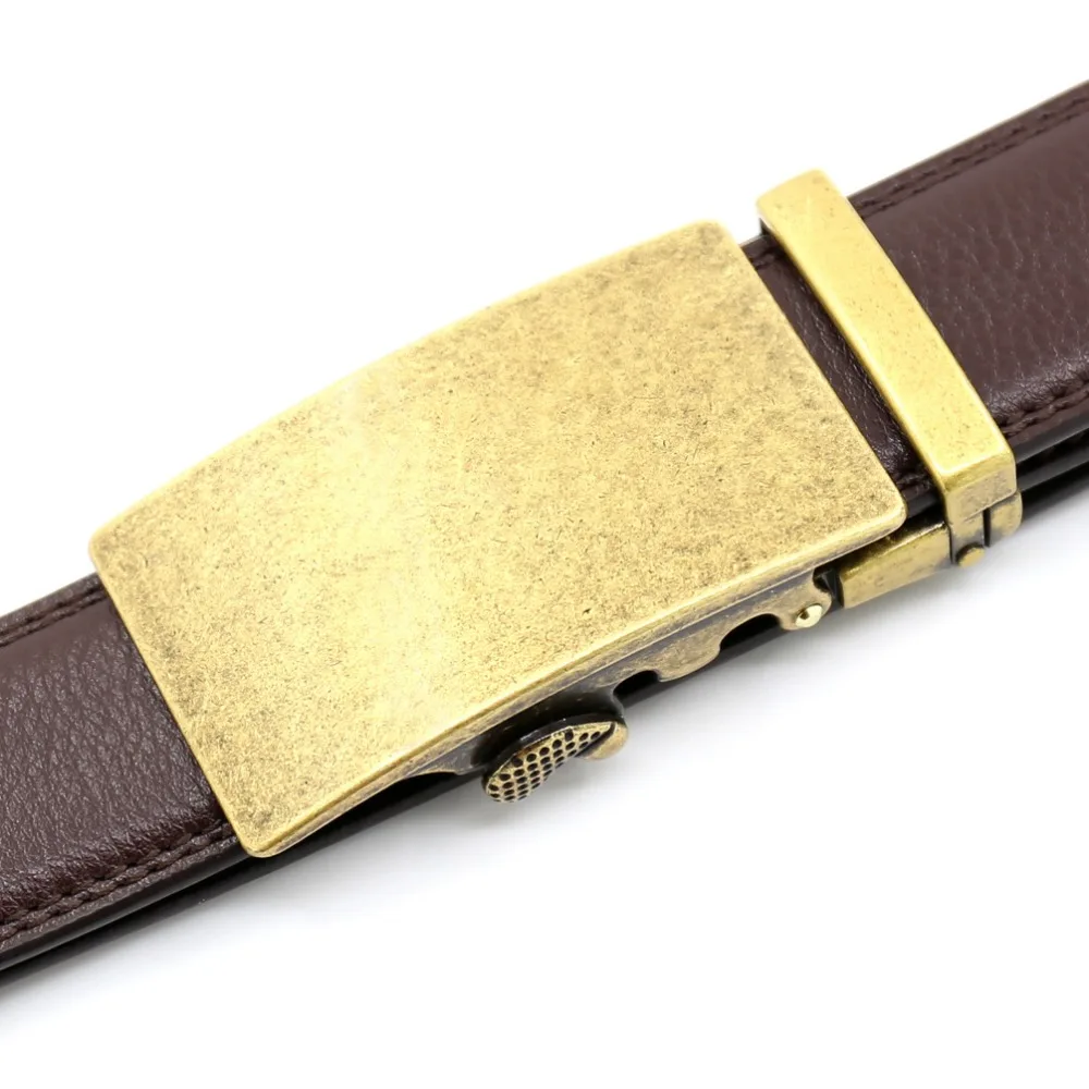 ab1210 Cowboy Cowhide Leather Vintage Dress Belt with autoamtic Sliding Buckle