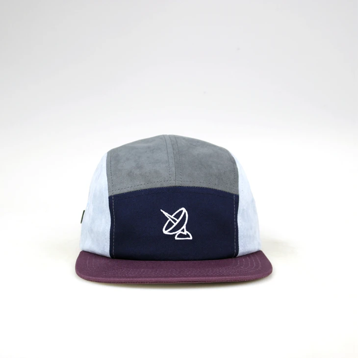 5 panel camp caps with embroidery logo flat brim unstructured style 5 panel hats