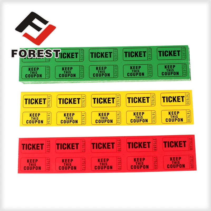 supplier raffle tickets, lottery tickets, arcade ticket roll printing