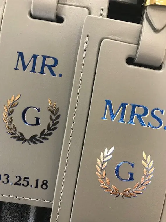 Custom Printed  Couple Leather Luggage Tag for Travel Luggage Tags