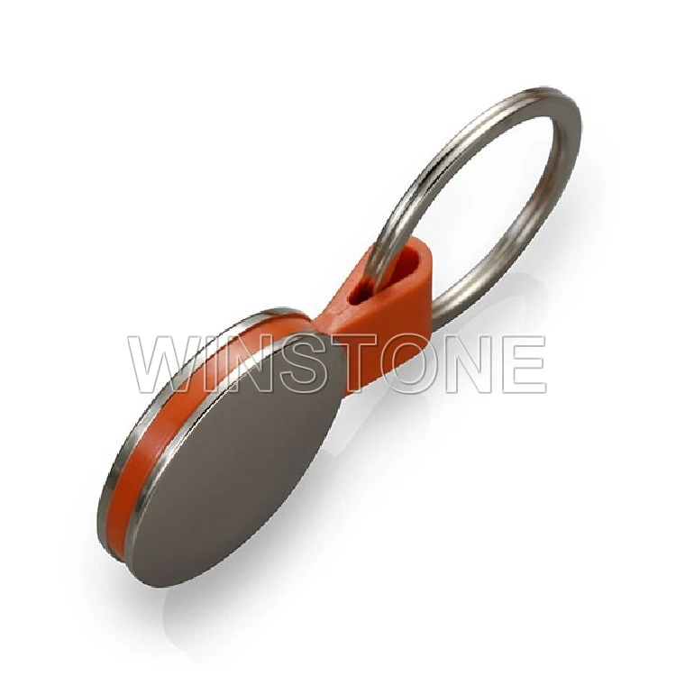 promotion gift customized Spinning Round shapedLeather Strap Blank Rotatable Metal Key ring Holders