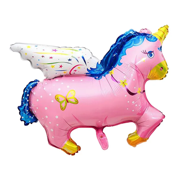 Inflatable mini Large /Medium size pink bule cute cartoon Animal Flying Horse Shape Aluminium Foil Balloon for Decoration Home