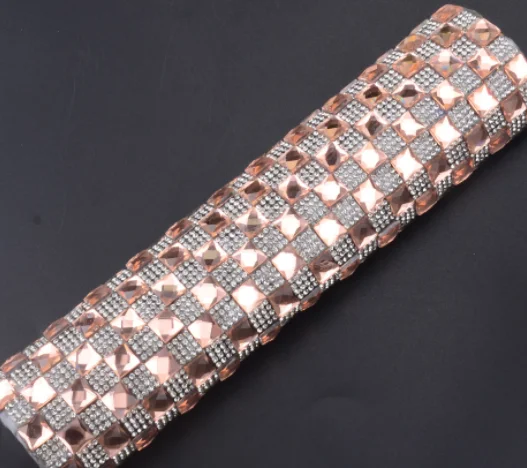 Fashion 24*40vm hot fix and adhesive glue crystal rhinestone sticker mesh sheets