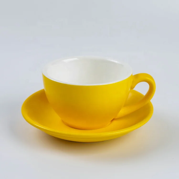 Bulk high quality competitive price customize color porcelain cappuccino tea cups saucers