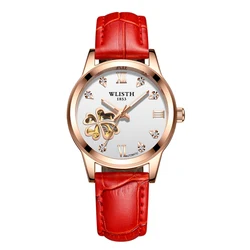 Custom logo luxury women watch leather fashion wristwatches mechanical watches