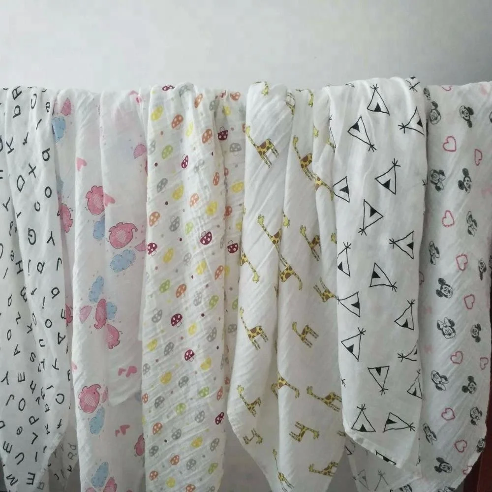 
100% cotton muslin double layers roll gauze fabric for baby swaddle blankets and clothes 