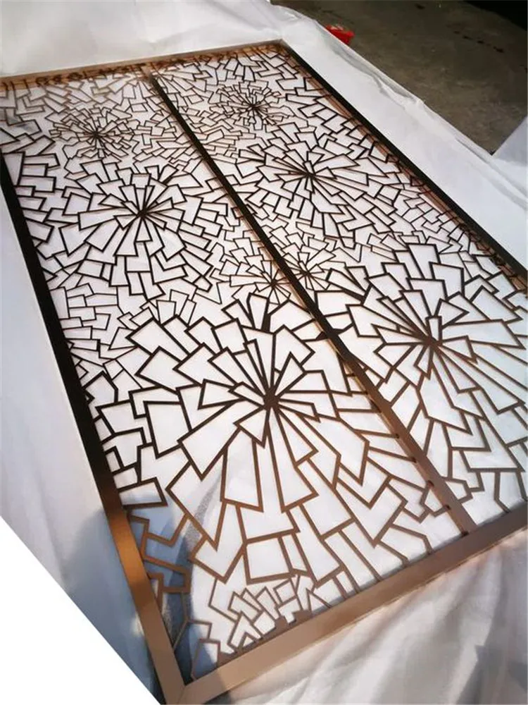 brass color brush surface stainless steel decorative screen laser cut wall panel for hotel restaurant decoration