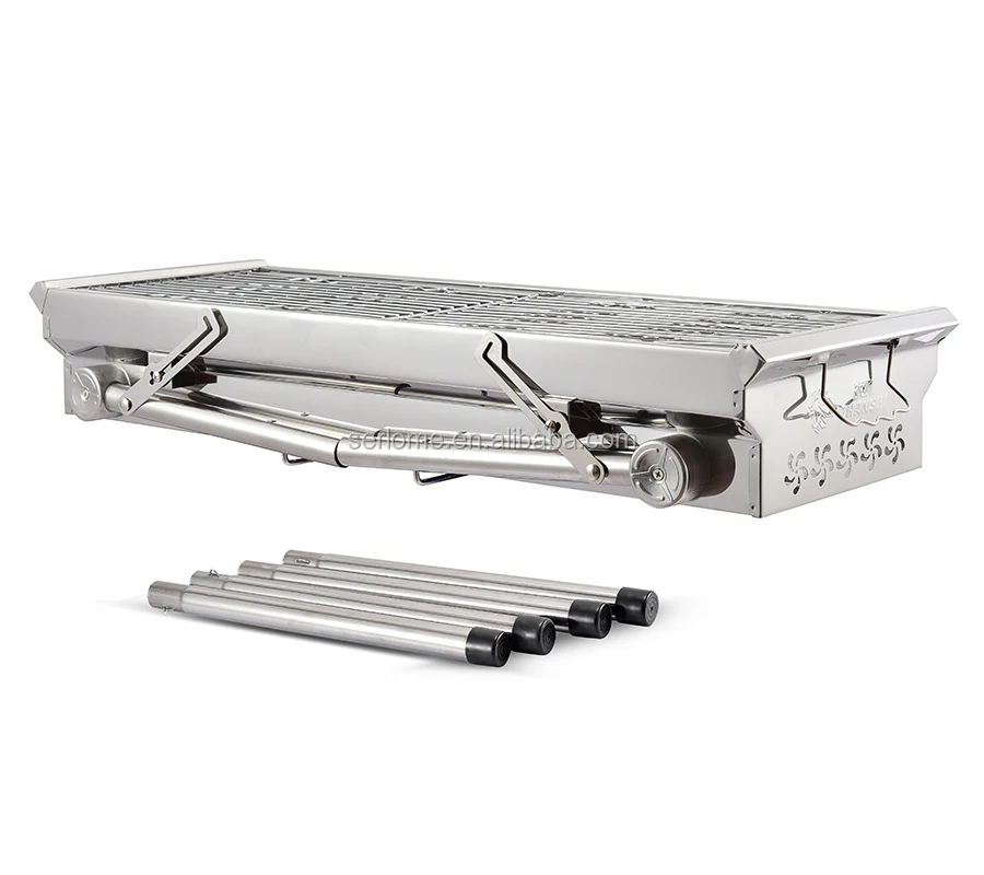 
Multifunction Big Kitchenware Stainless Steel Foldable Camping Spits Folding Car Portable Simple Metal Charcoal Weber BBQ Grill 