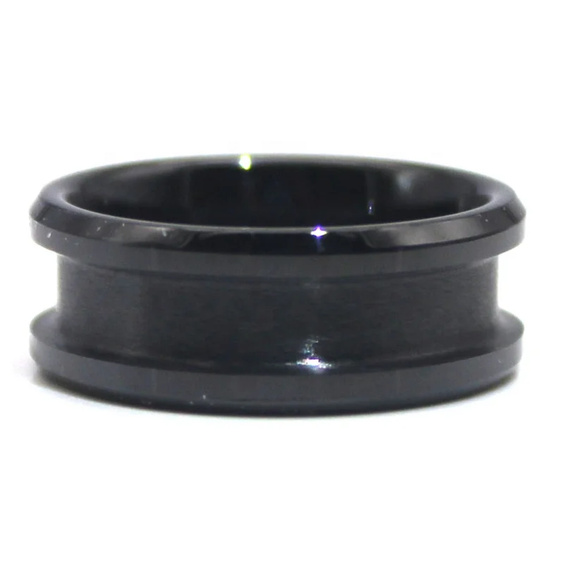 
Custom 6mm 8MM Width Black Beveled Edge Tungsten Channel Ring Core Blank 