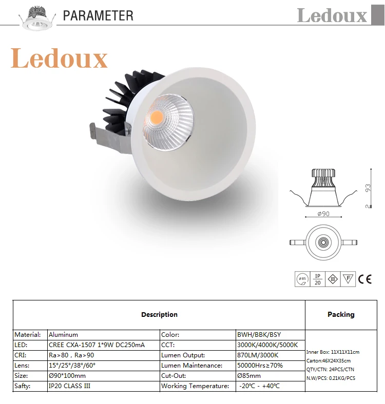 
9W 13W 23W 31W COB fixed indoor Recessed Downlight Led interior Ceiling Light 