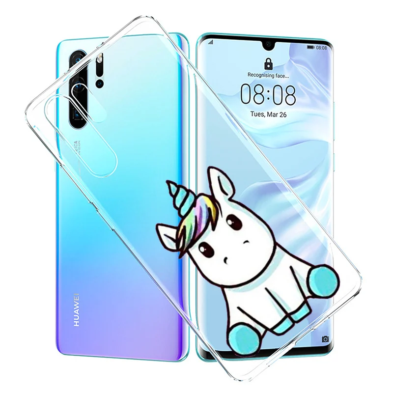 Мягкий прозрачный чехол из ТПУ для мобильного телефона HUAWEI P30 pro с изображением мультяшного привлекательного кота пришельцев