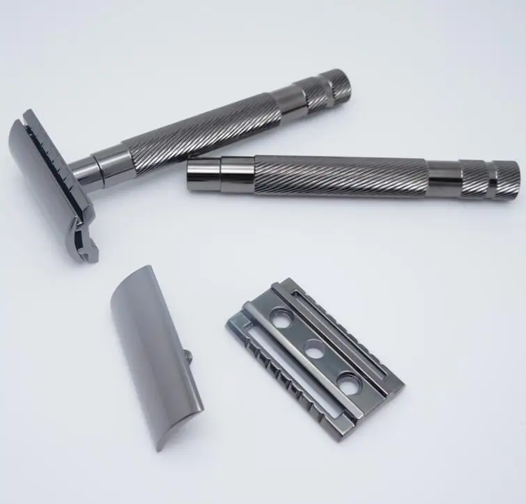 Оптовая продажа, металлическая щетка для бритья, бритва с двойным лезвием, безопасная бритва для мужчин, безопасные бритвы