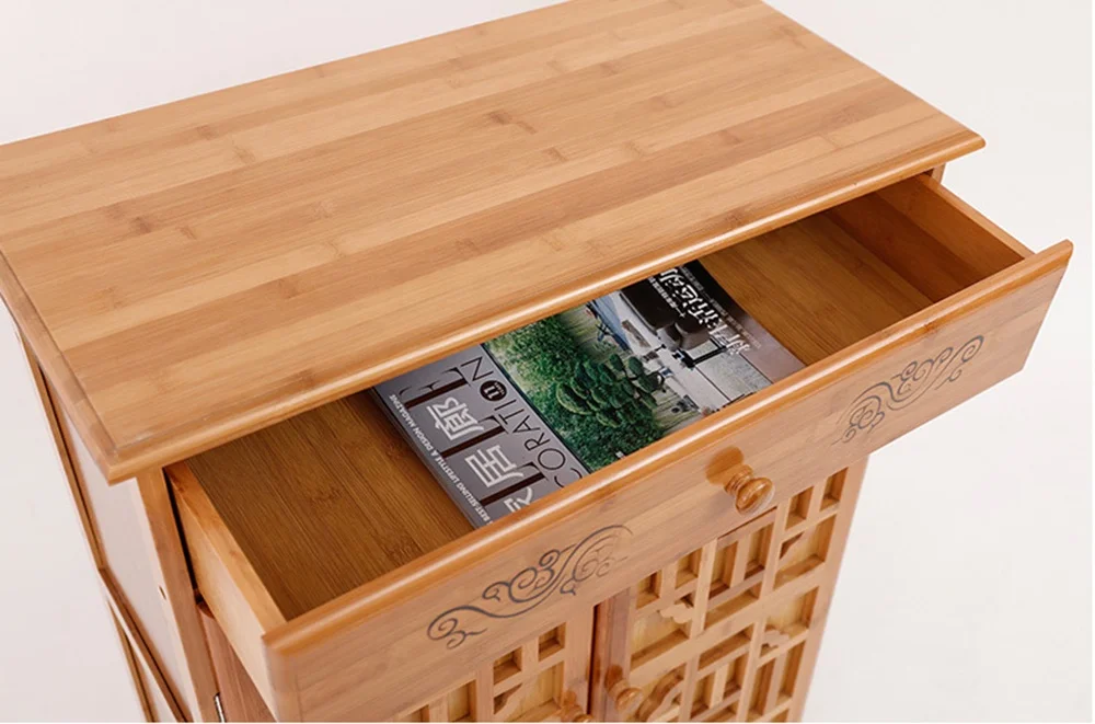 
wholesale bamboo wood shoe rack cabinet furniture with drawers storage for home saving space 