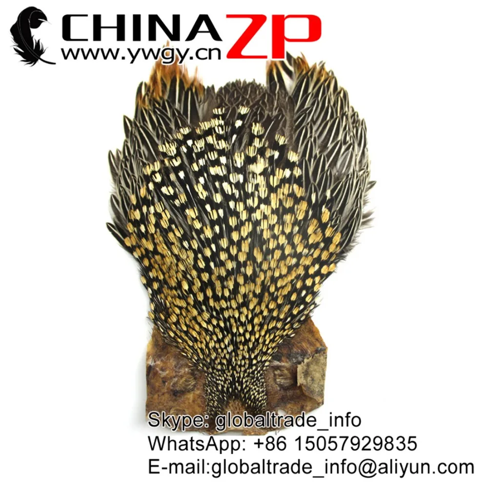
ZPDECOR Wholesale in Stock Top Grade Natural Gold Jungle Cock Cape Complete Pelt with Feathers 