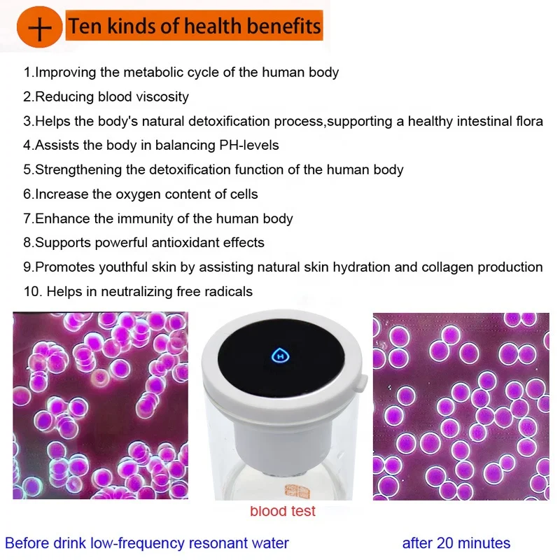 Intelligent Portable Low Frequency Molecular Resonance 7.8Hz Water Activator Bottle+Hydrogen Rich Water Generator glass 2 in 1