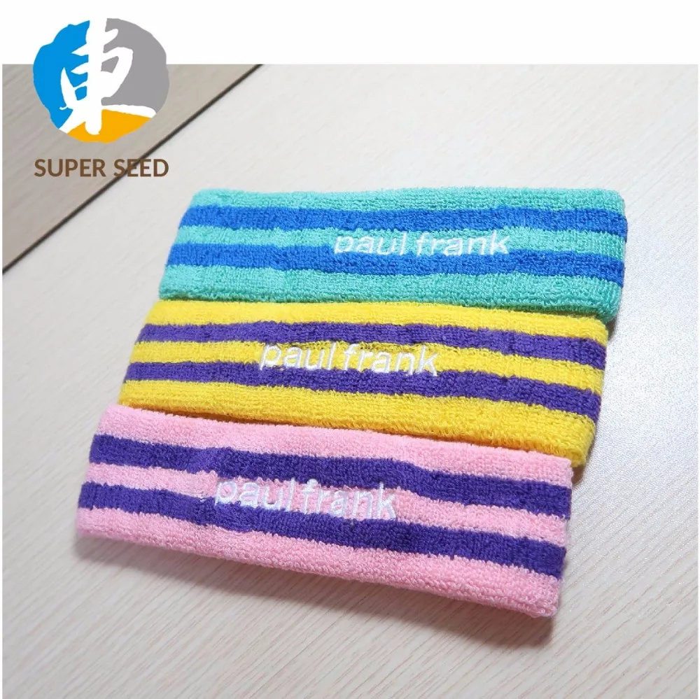 Cotton terry embroidery headband with custom logo