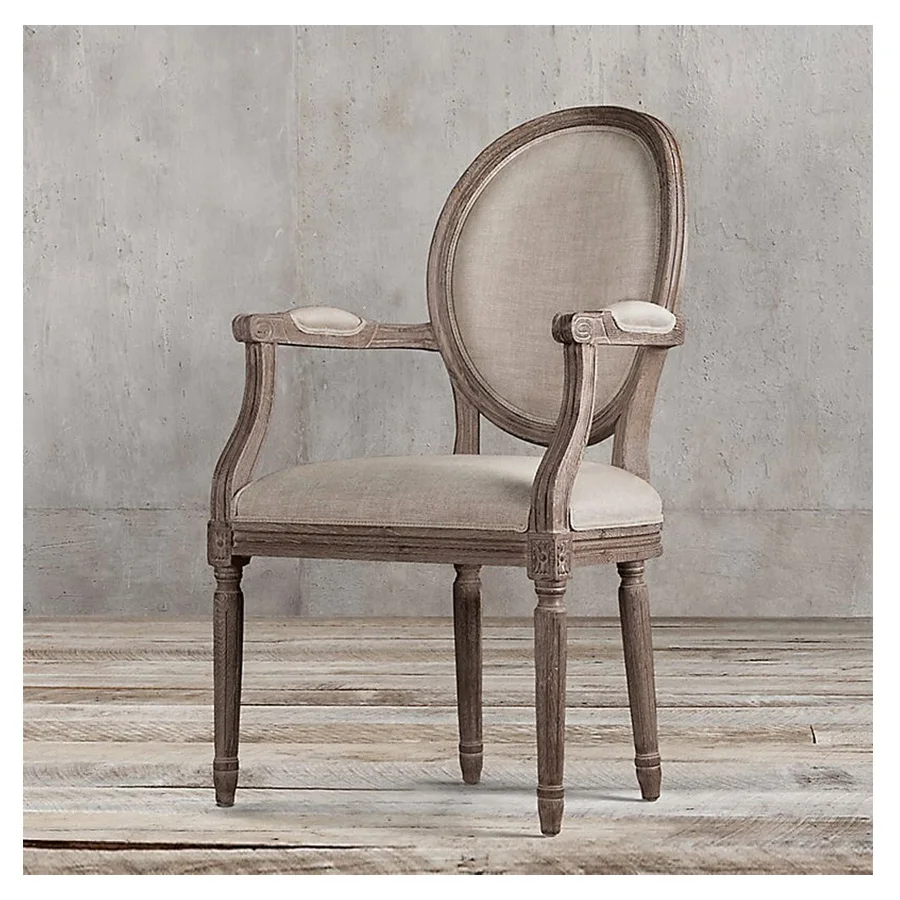 Деревянный дизайн, винтажная дубовая рама, Овальный подлокотник, мебель для ресторана и комнаты, стол и деревянный обеденный стул