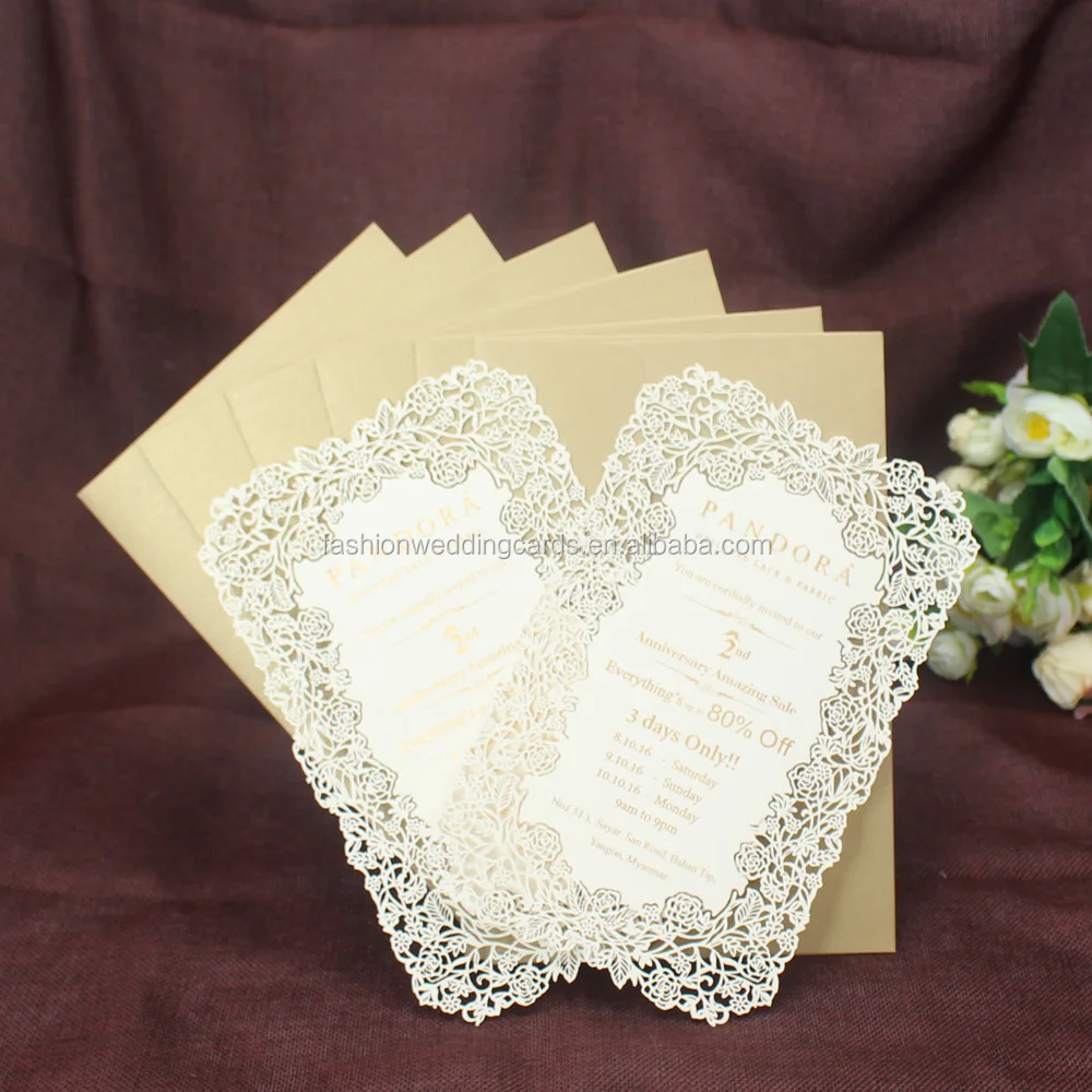 Fancy hot foil laser cut wedding invitation cards models and laser cut menu cards custom greeting cards
