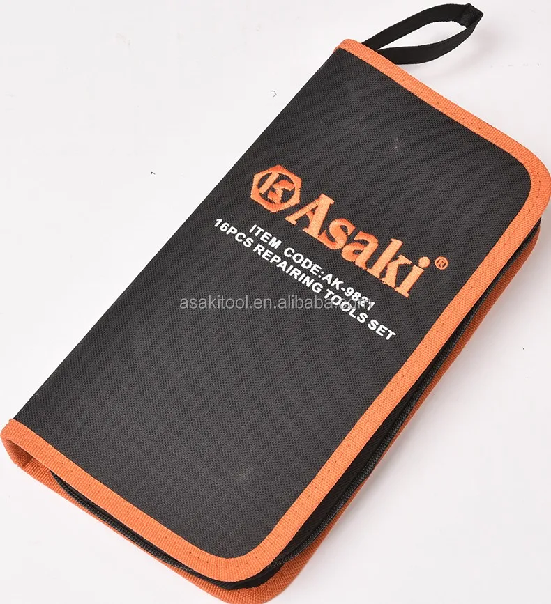 ASAKI Branded AK-9821 16pcs Basic Use Repairing Tool Set Electronic Hand Tool Kit Set Household Mechanic Professional Use