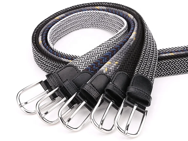 Unisex child braided cotton stretch elastic waist woven belt