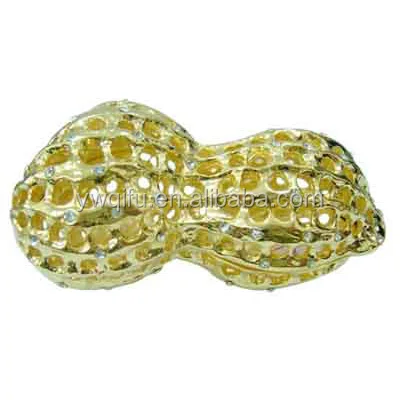 wholesale hot sale small golden peanut shaped metal trinket boxes(QF481)