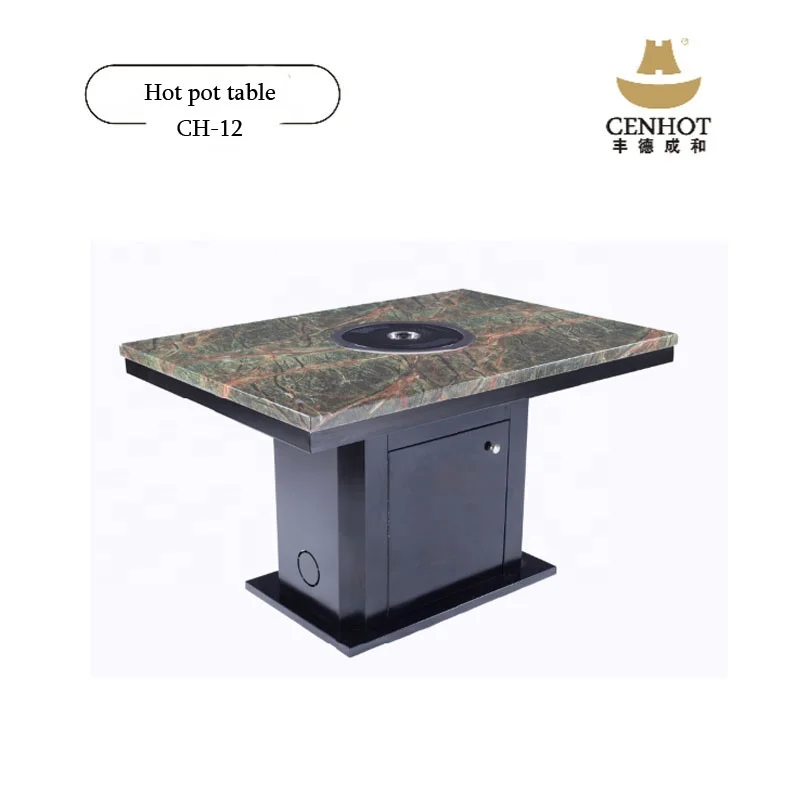 Коммерческий квадратный горячий горшок CENHOT, индукционная плита, стол для ресторана со встроенным мраморным кварцевым цепочным столом для ресторана
