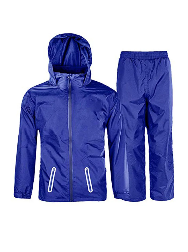 Rain Suit for Kids Waterproof Rainsuit Hooded Rainwear (Jacket & Trouser Suit)