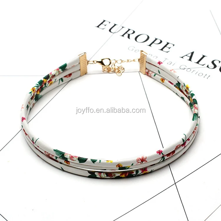Alibaba in Spanish Fashion New Animal Flower Print Necklace 3-layered choker