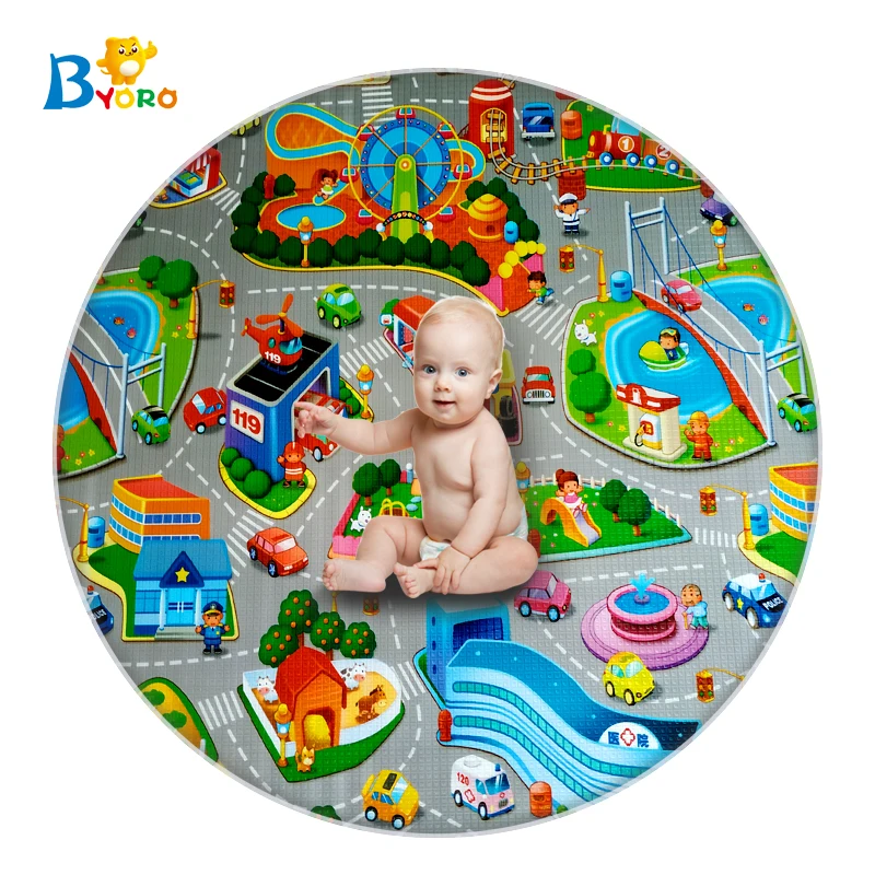 Pollution free educational kids play mat exercise baby round activity pad