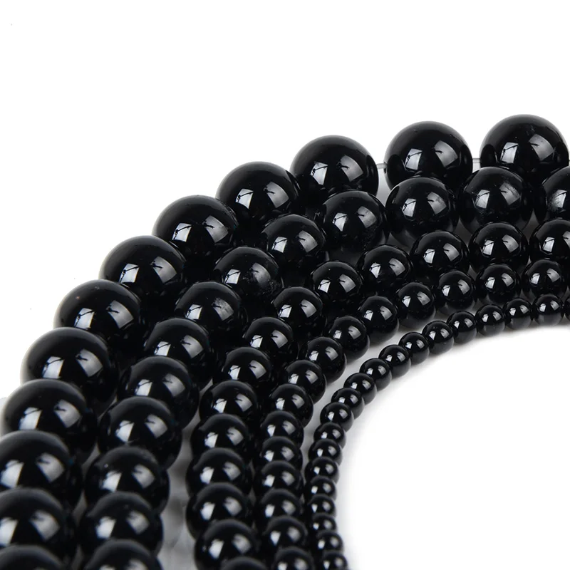 Wholesale Nature Stone Beads Black Onyx Agate Semi-precious Loose DIY Beads for Necklace Bracelets Jewelry Making 4/6/8/10/12mm
