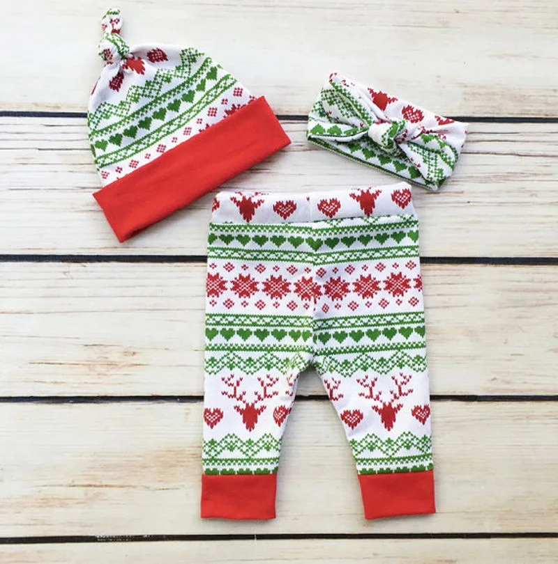 Hao Baby Christmas With Red Ha Coating The Toddler Deer Head Printed Pants Infant Long Letter Suit