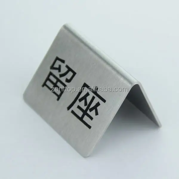 custom logo stainless steel table sign stand table reserved sign for Restaurant Bar Cafe