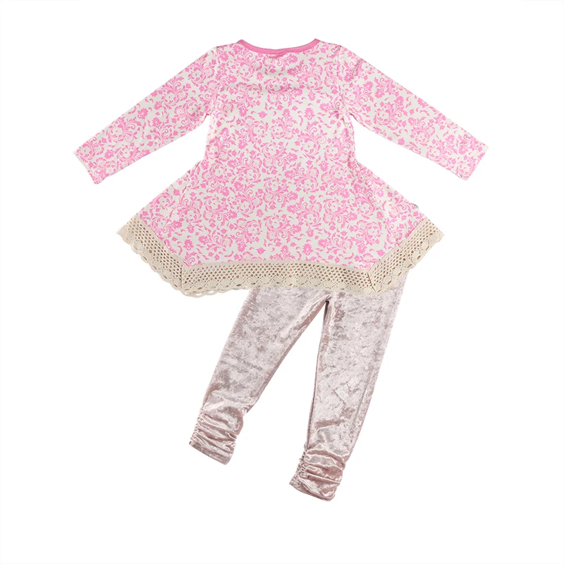 Girls Winter Boutique Clothing Wholesale Velvet Tree Applique Kids Christmas Outfits