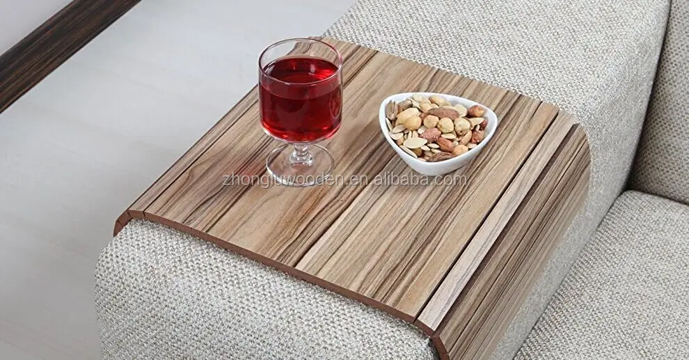 CXZL 17052 Wooden Sofa Arm Clip on Snack Table Wood Chair Armrest Tray