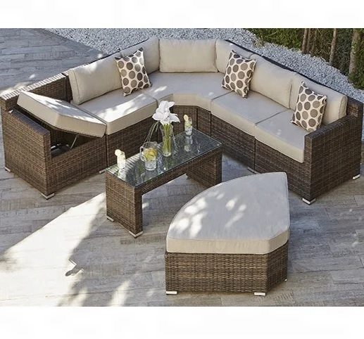 Rattan sofa rattan suit is now in fashion Luxury Outdoor Wicker Furniture Garden Rattan Angle Corner Sofa Set