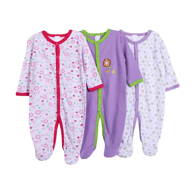 
Wholesale Cheap 3 Pack Cotton Baby Overalls Pyjamas Infant Footed Pajama Clothing Baby Romper Sleepsuits 