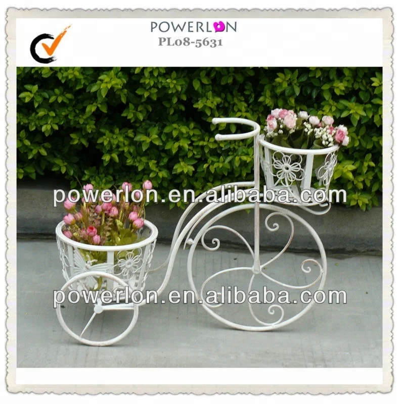 Rustic Classic Iron Decoration Bicycle Flower Display Pots Planters