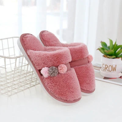 Winter home indoor keep warm thick soles men and women plush cotton slippers