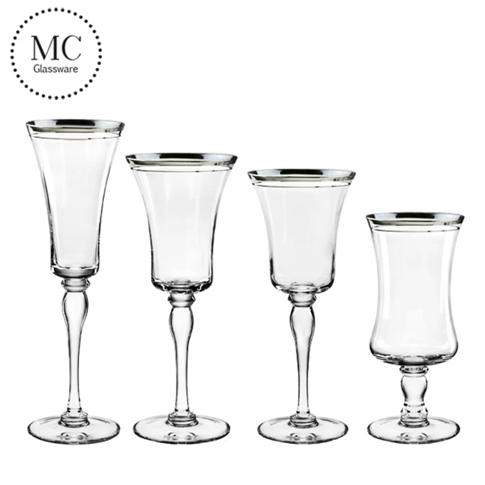 Practical gold rimmed champagne glasses for wedding parties