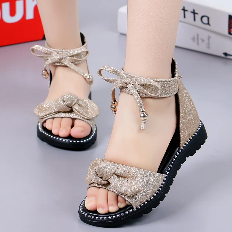 2019 summer girls bowknot sandals kids casual antiskid shoes