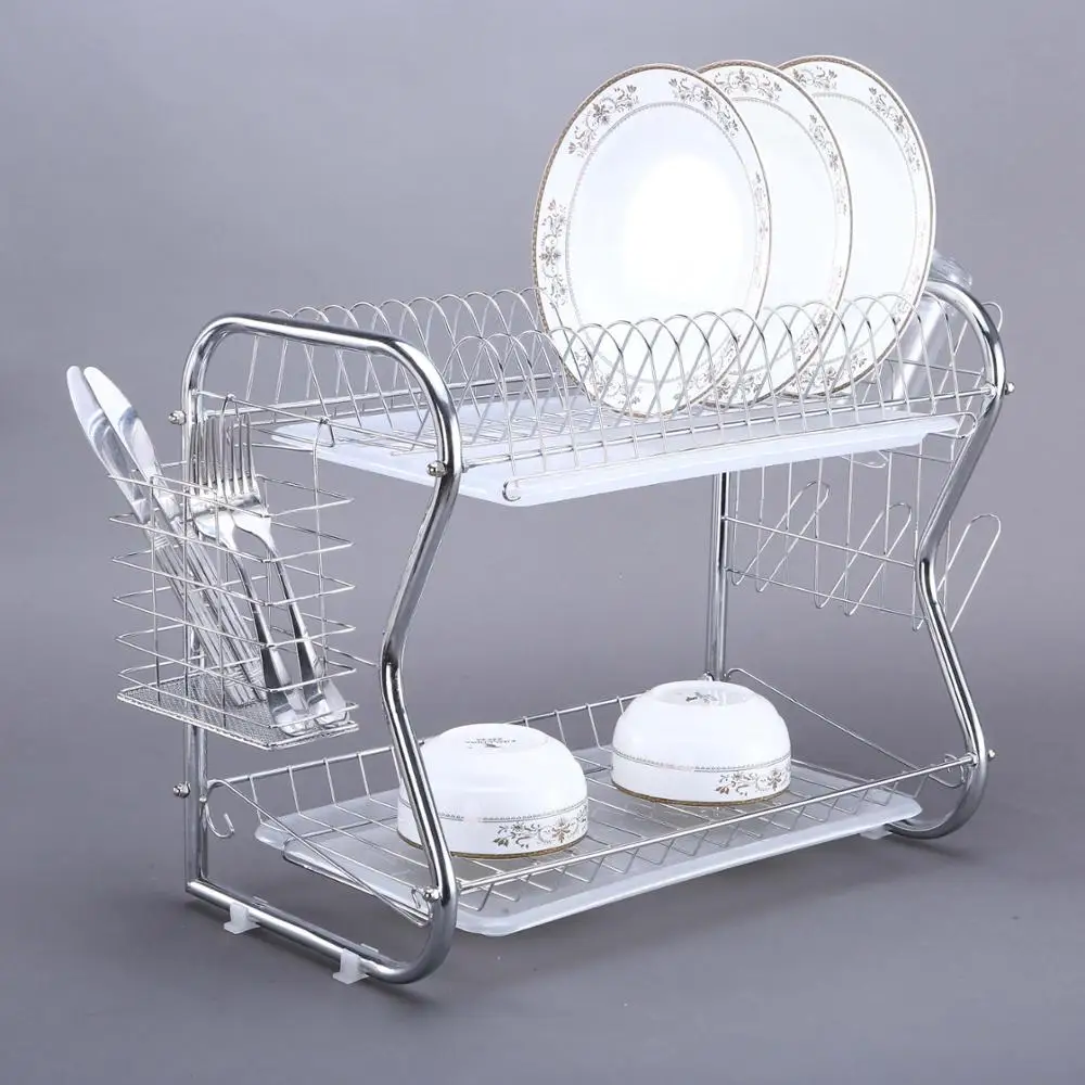 
popular kitchen sink dish rack two layer dish drainer good quality 