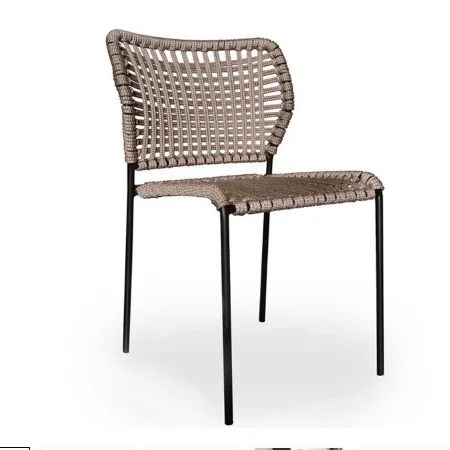 Outdoor Bistro Restaurant Cafe Chairs Outdoor Stackable Aluminum Frame Rope Chair