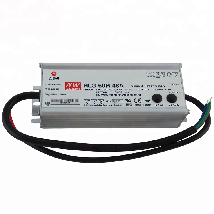 HLG-60H-C350A Meanwell 350mA LED Driver 60W Constant Current LED Driver IP65 Waterproof
