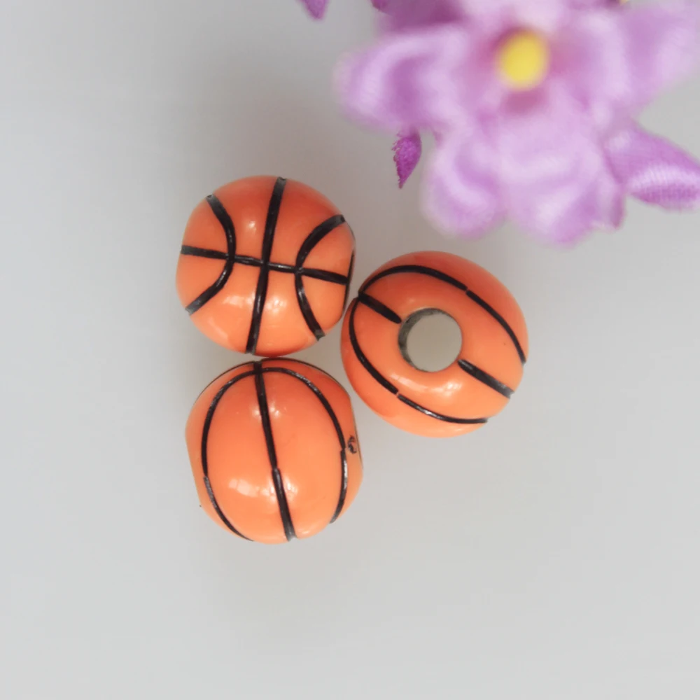Basketball Beads Plastic Acrylic Round Ball Beads Team Sports Beads 12mm With Big Hole Size 4mm For Jewelry Making