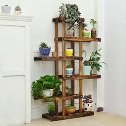 Bamboo Wooden Multi-storey Plant Flower Rack in Living Room Outdoor Indoor Pot Shelf