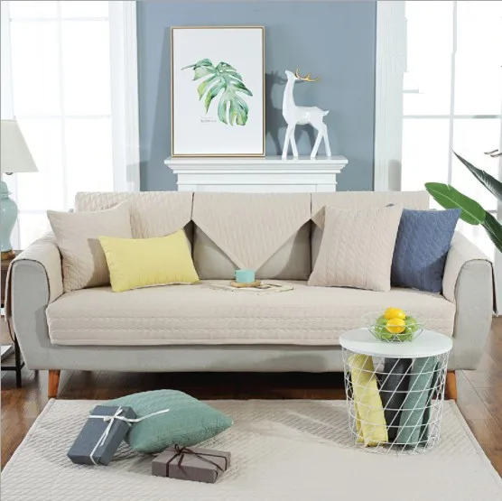 Charmcci 600211 Fresh color dyed pure sofa cover stretch leather set 3pcs nylon 3 seater dog protector headrest printed velvet