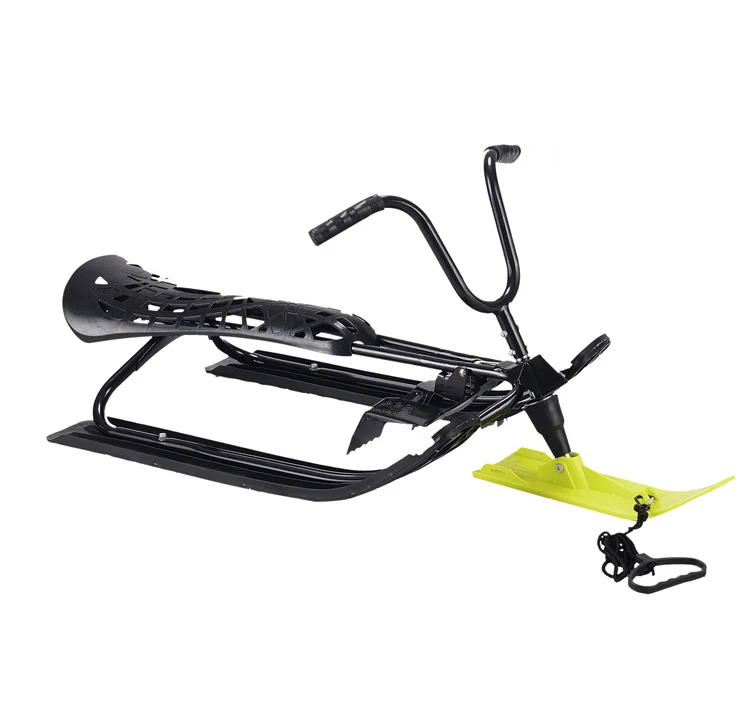 SOPOP cheap and durable metal sliding snow sled with hollow seat and handlebars