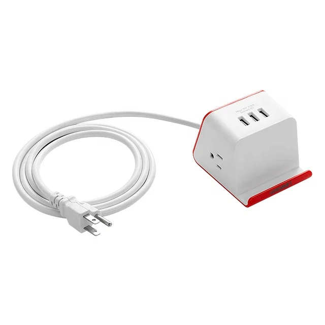 
Small MOQ Usb Port Charger Electrical Multi Outlet Portable Smart Power Strip Plug Cube Socket With Phone Holder 