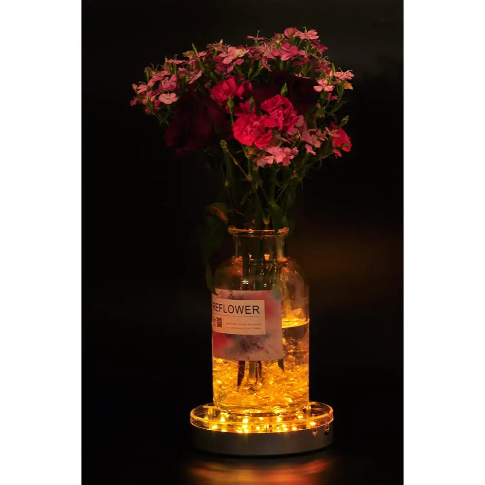 Under Vase 6inch Rechargeable Centerpieces Lights with Remote Multi-color Changing Hookah Lights for Wedding Party Christmas